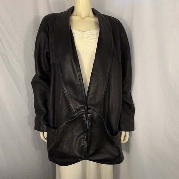 Vintage Mid Western Sport Togs Deerskin Leather Jacket Women’s XL / Men’s L Blac - Picture 1 of 16